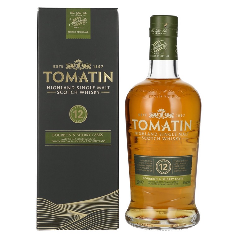 Tomatin 12 Years Old Bourbon & Sherry Casks 43% 1l GB